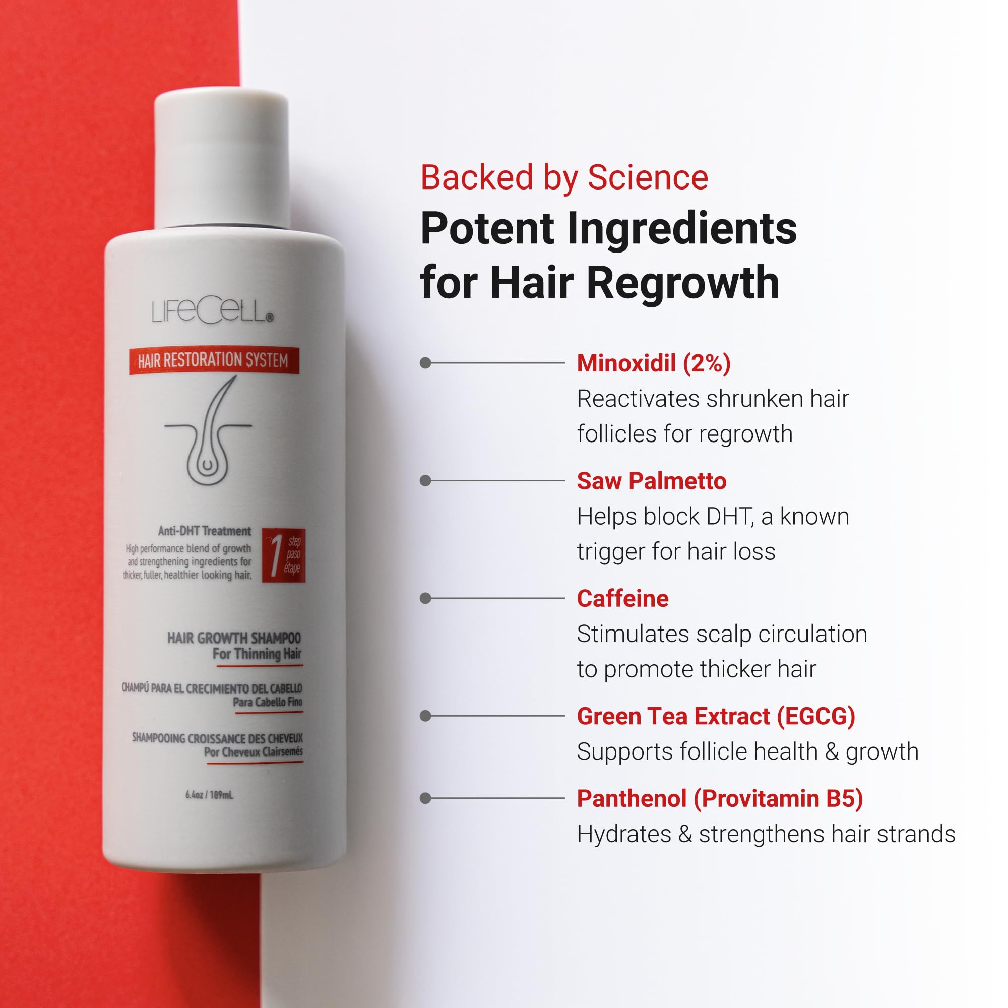 LifeCell Hair Restoration System for Women 2% Minoxidil – Hair Growth Treatment with Anti-DHT Shampoo & Conditioner – Thicker Fuller Hair – Scalp Health & Regrowth Support – 16.8 Fl Oz – Perfect for Thinning Hair & Hair Loss Prevention