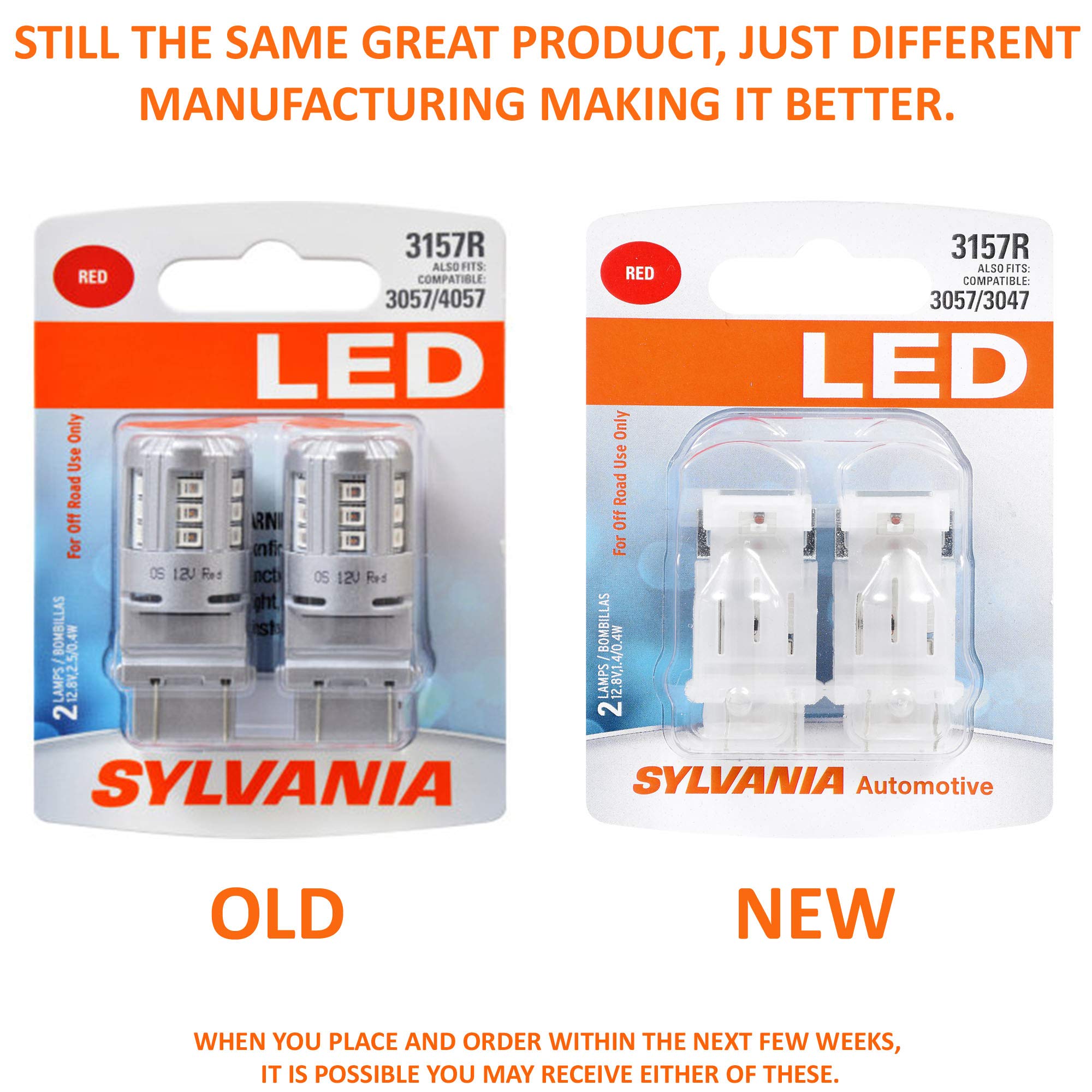 SYLVANIA 3157 LED Red Bulbs - Bright Stop & Tail Lights (2-Pack) for Cars & Trucks