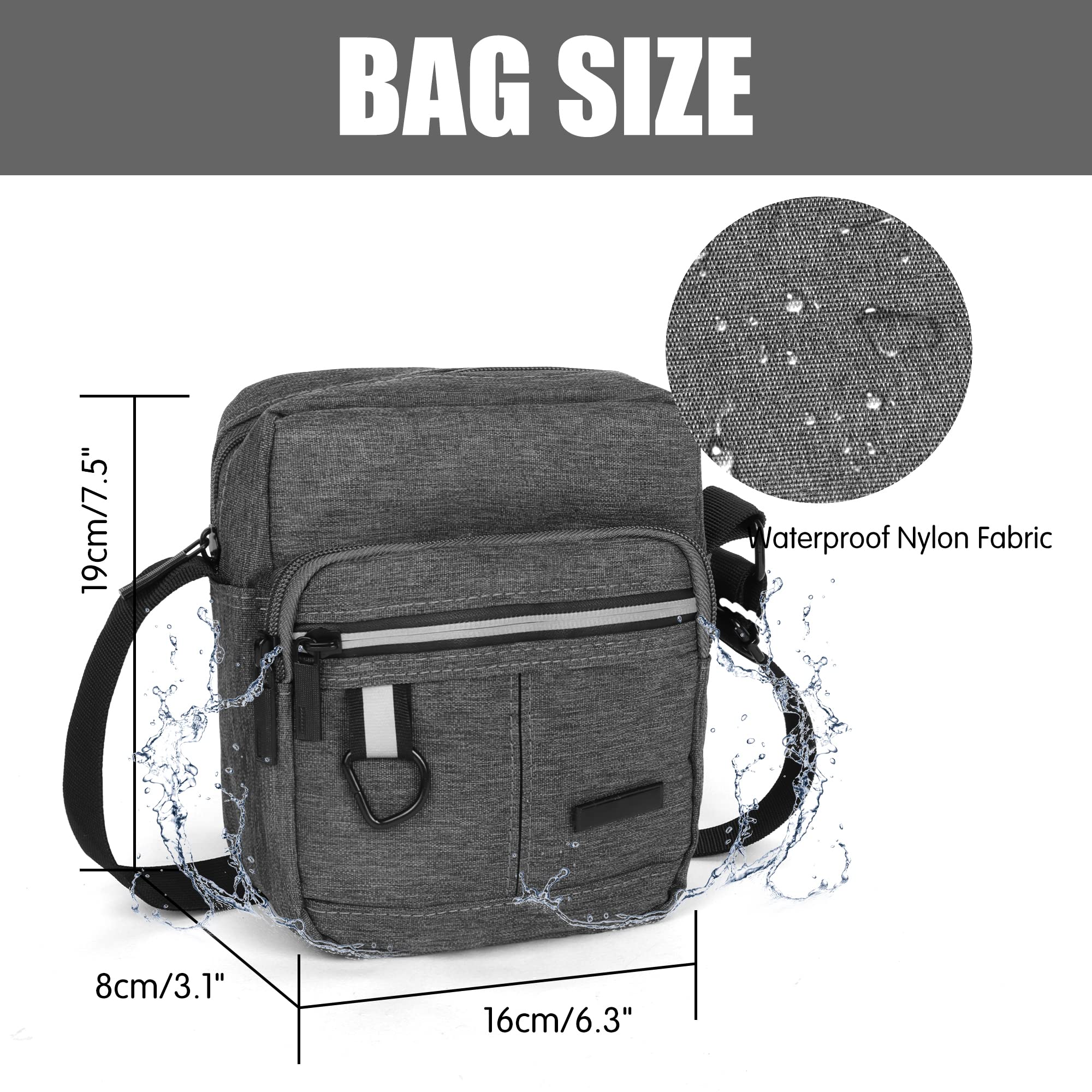 Kaket Men's Waterproof Crossbody Shoulder Bag - Slim Travel Messenger Bag for Business & Casual Use with Multiple Pockets - Perfect for Work, Commuting & Outdoor Activities