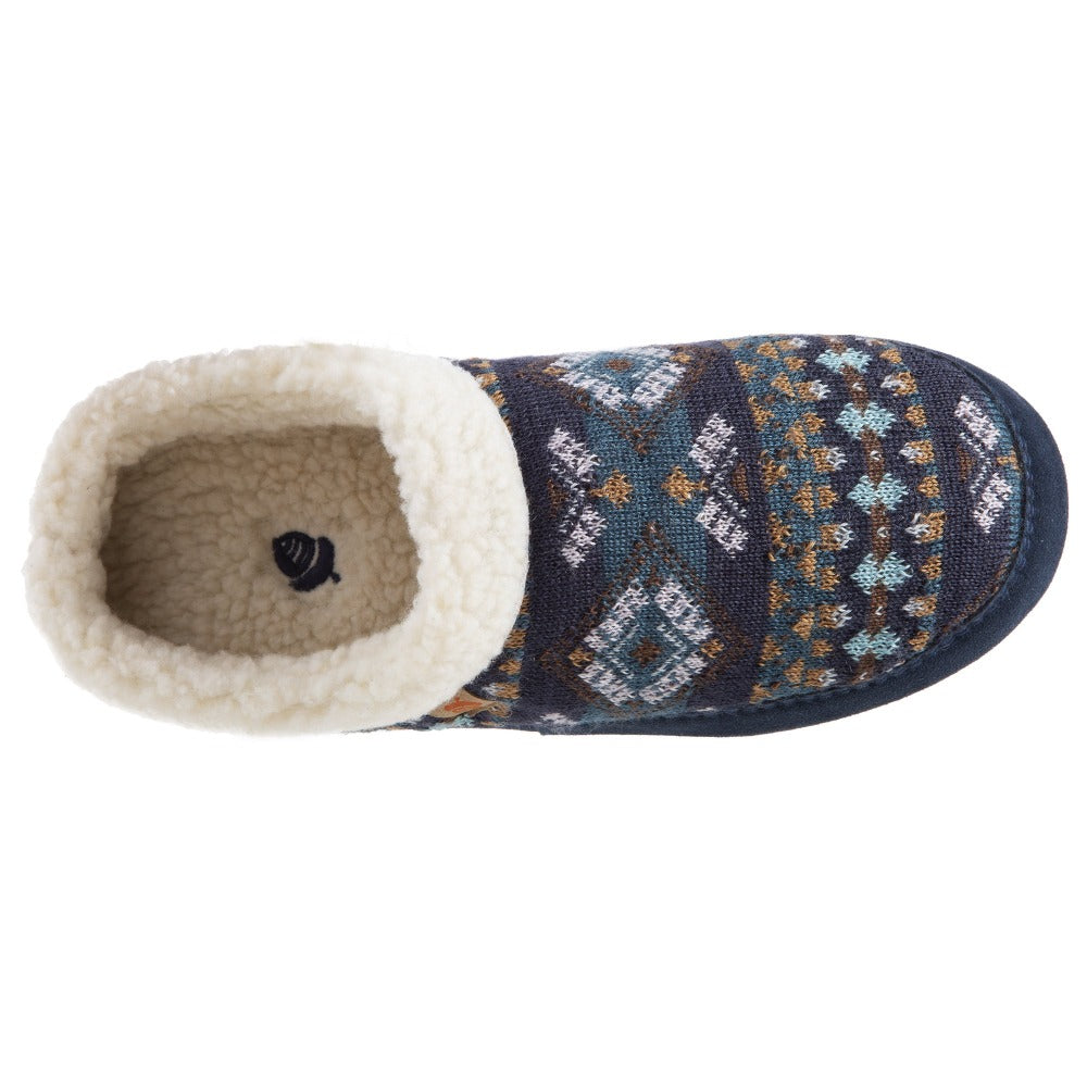 Women's Fairisle Knit Clog Slippers with Non-Slip Indoor/Outdoor Sole - Cozy House Shoes for Winter, Home, Office & Errands