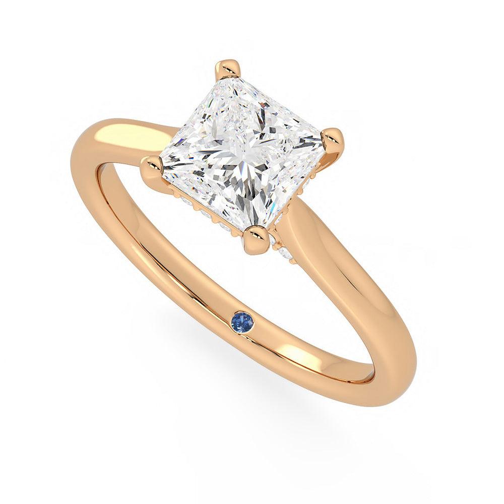 Princess Cut Moissanite Engagement Ring with Hidden Anniversary Stone & Secret Accents - Perfect for Proposals, Weddings & Anniversary Gifts