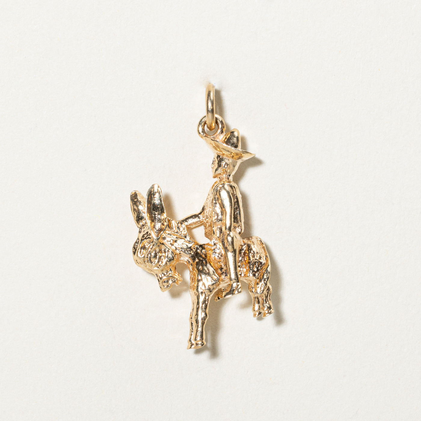 14K Yellow Gold Donkey Rider Charm Pendant - Elegant Jewelry Gift for Women - Perfect for Necklaces, Bracelets & Special Occasions
