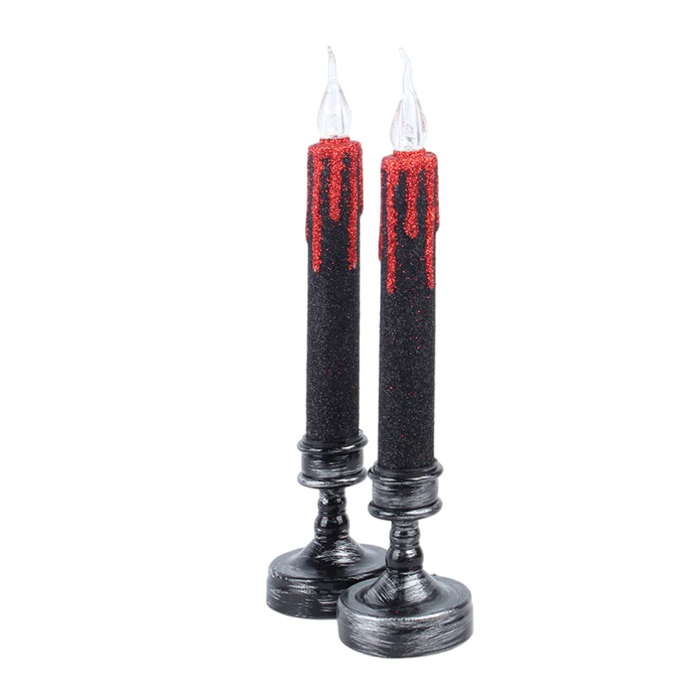 Flameless LED Candles - 2Pcs Warm Flickering Pillar Candles for Halloween Party Decor