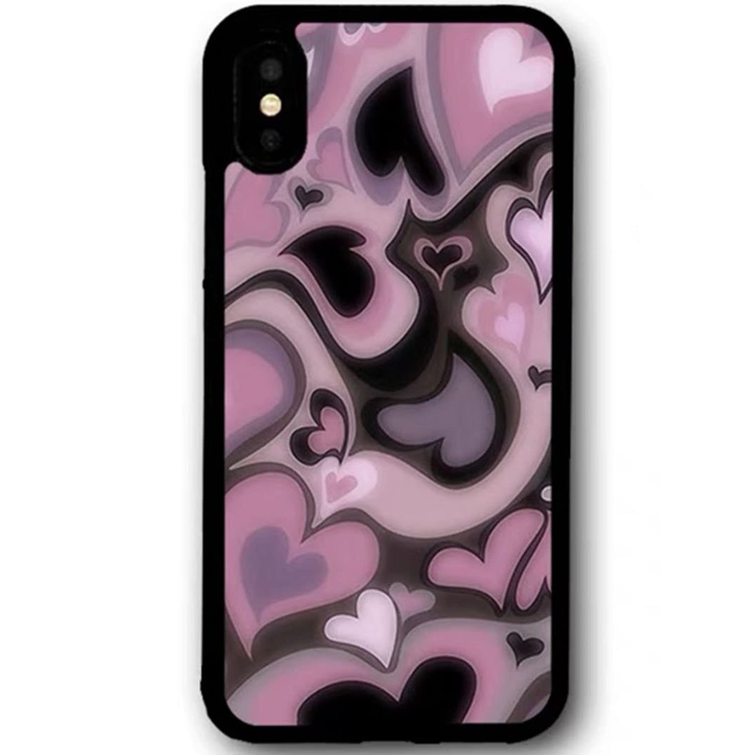 Aesthetic Cute Purple Pink Heart Phone Case - Protective Cover Compatible with iPhone 7 & 8 - Perfect for Everyday Use, Gift Giving & Fashion Accessories