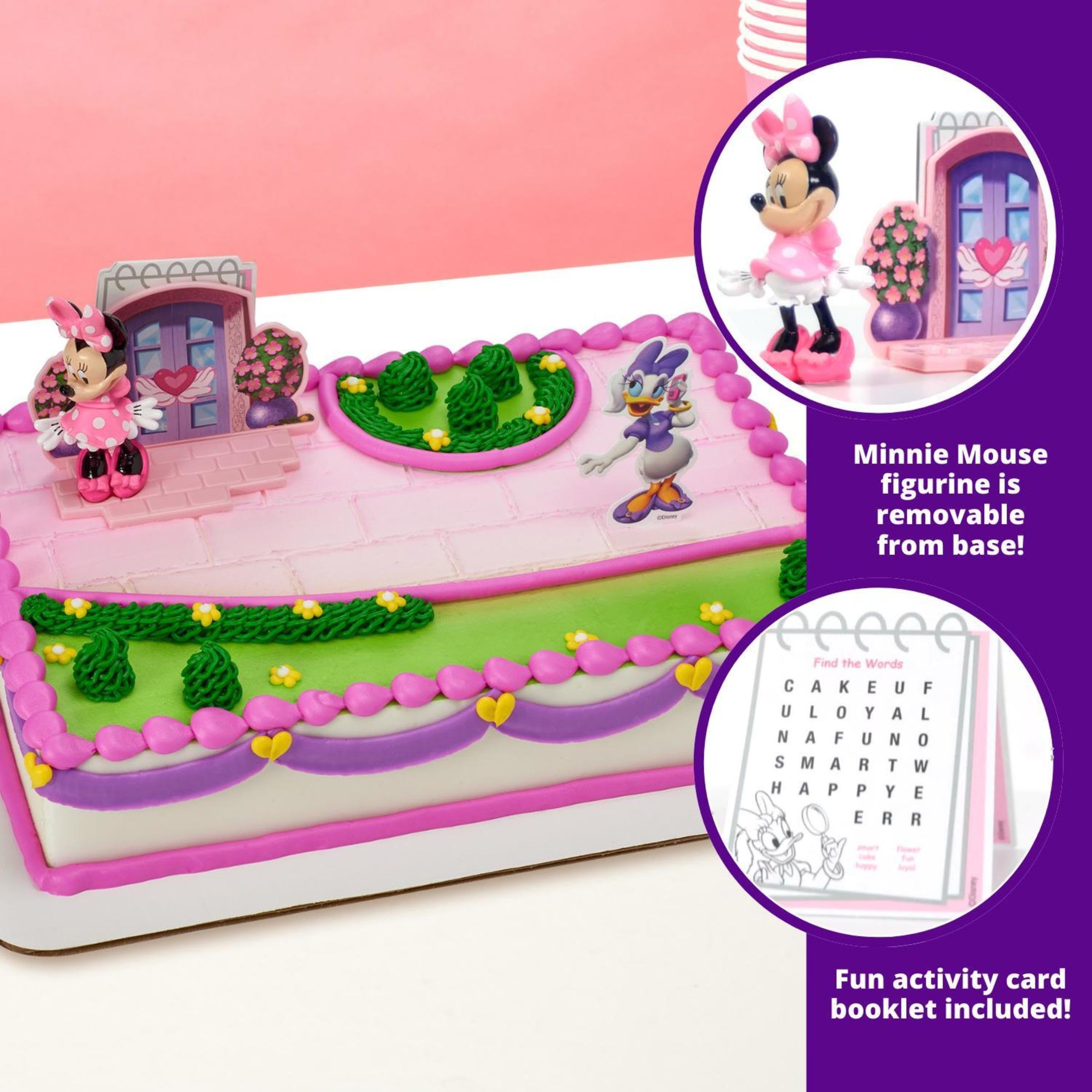Disney Minnie Mouse Happy Helpers Cake Topper Set - 4-Piece Cake Decorations with Minnie Mouse & Daisy Duck - Perfect for Birthday Parties, Baby Showers & Disney-Themed Celebrations
