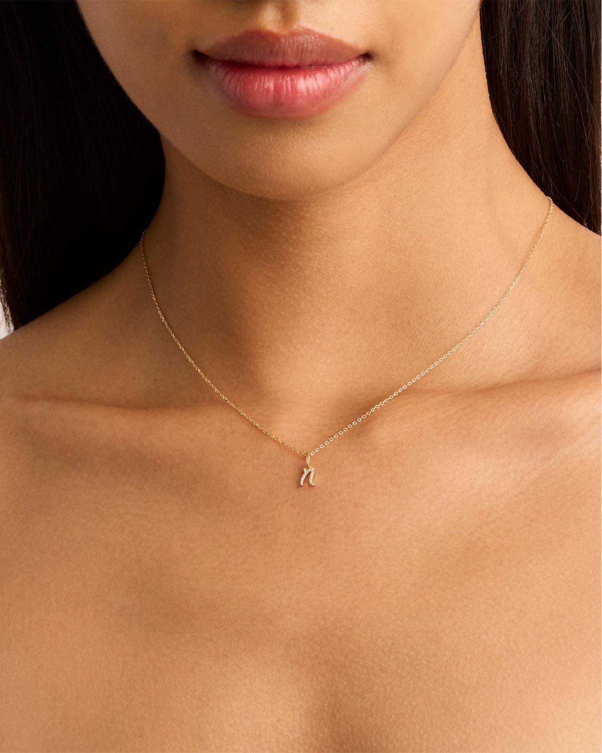 14K Solid Gold Forever Love Diamond Letter Necklace Pendant - Personalized Initial Jewelry Gift for Women, Perfect for Valentine's Day, Anniversary & Special Occasions