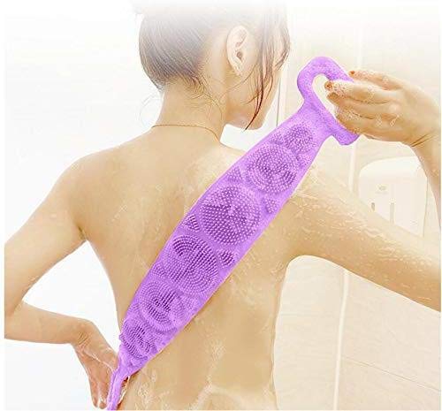 Exfoliating Bath Scrubber with Silicone Back Belt - Long Handle Body Brush for Deep Cleansing & Skin Care - Perfect for Shower, Spa & Exfoliation Routine