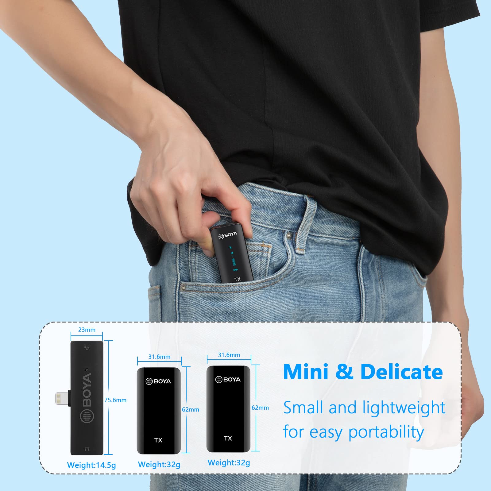BOYA XM6-S4 2.4GHz Wireless Lavalier Microphone for iPhone iPad - OLED Display, Built-in Mic for YouTube, TikTok Live Streaming, Video Recording, Vlogging - Perfect for Interviews, Podcasts & Online Classes