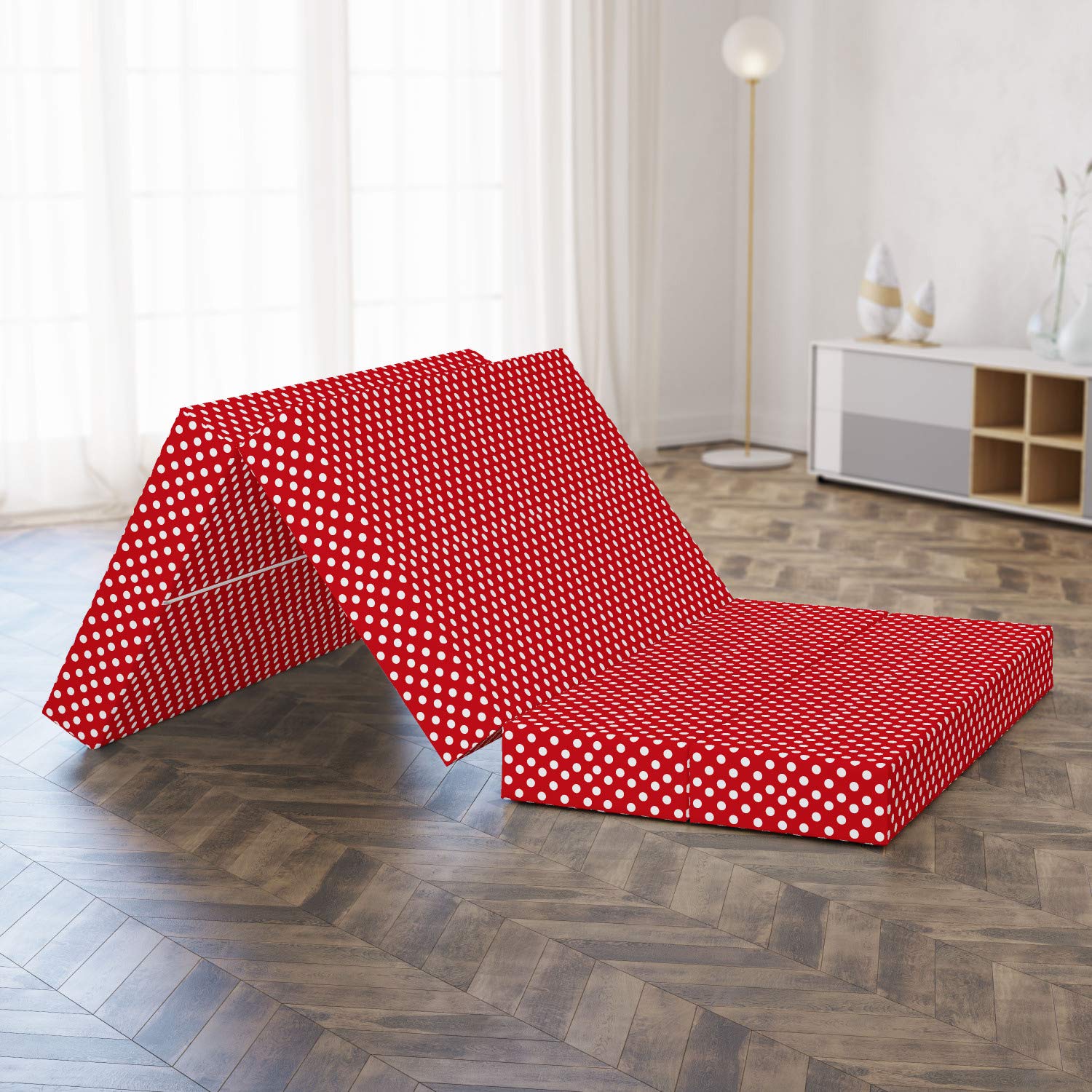Ambesonne Retro Foldable Mattress - Polka Dot Design, 78.7