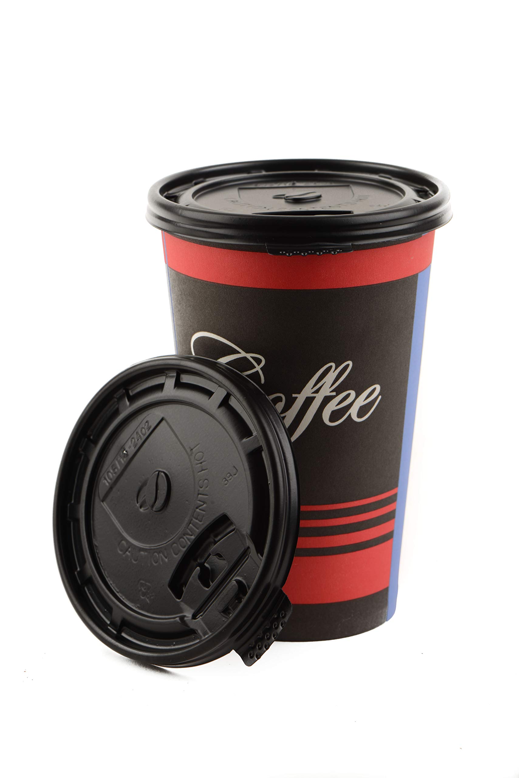 750 Pack Black Flat Tear Back Lids for Hot Coffee Cups - Universal Size Fits 10oz, 12oz, 16oz, 20oz Disposable Paper Cups - Standard 90mm Coffee Cup Lids for Coffee Shops, Offices, and Takeout Restaurants