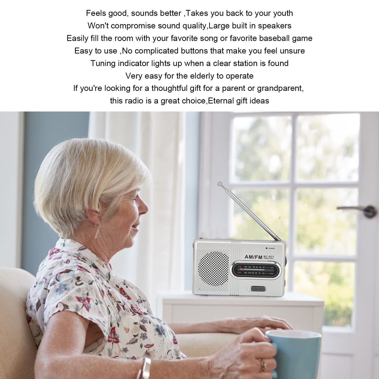 Portable AM FM Radio with Long Range Reception, Built-in Speaker & Headphone Jack - Best for Outdoor, Emergency, Camping, Travel and Home Use