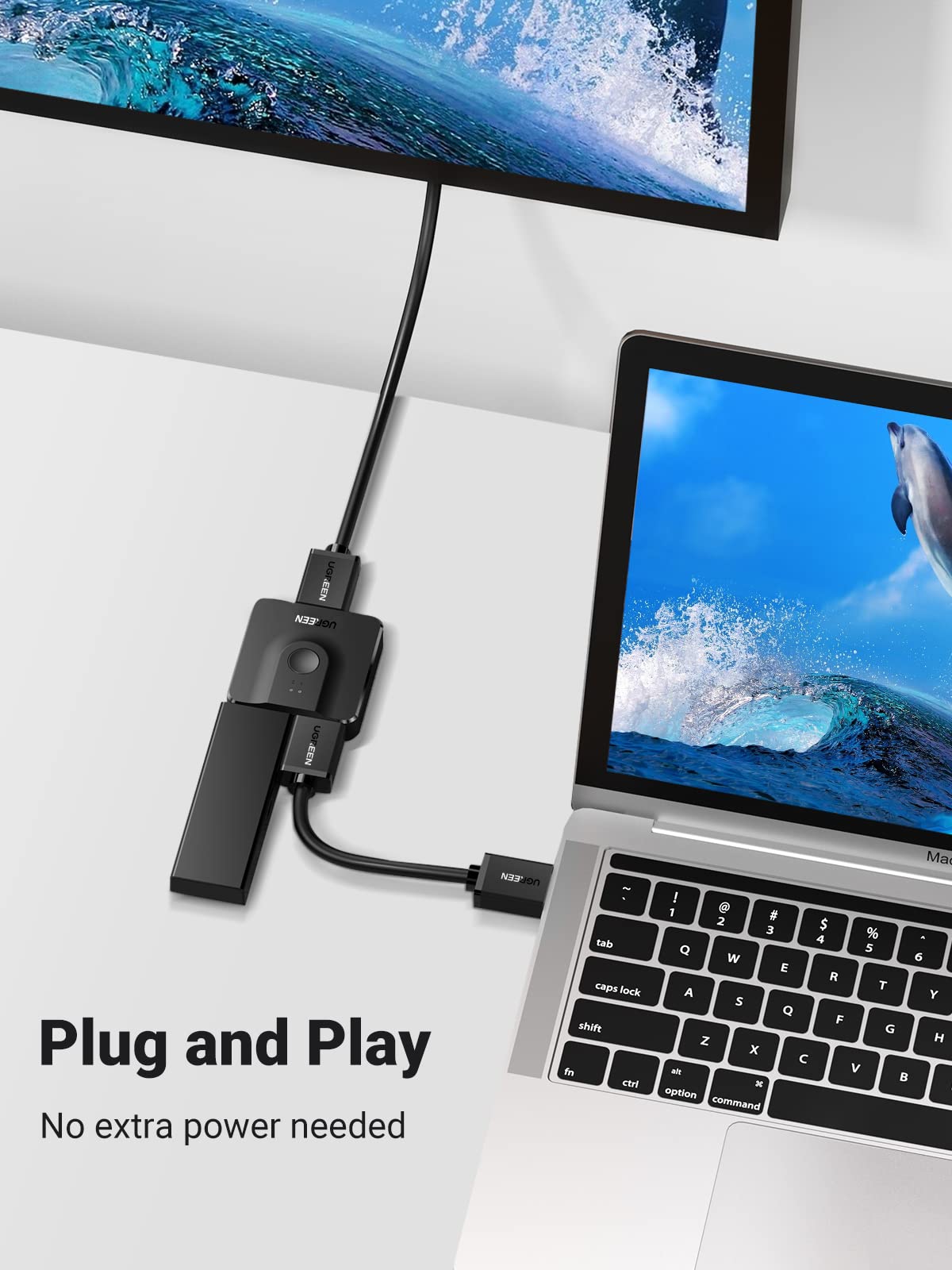 UGREEN 2-Port HDMI Bi-Directional Switch 4K 60Hz - Split or Combine HDMI Signals for Home Theater, Gaming & Office Setup