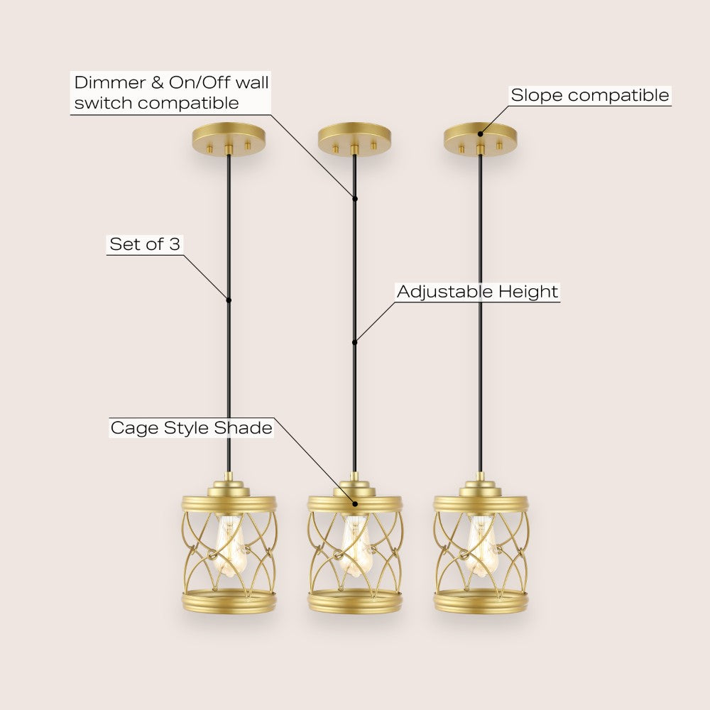 Farmhouse Industrial Iron Filigree Caged Jar LED Pendant Light - 6.5 Inch Vintage Style Hanging Fixture for Kitchen Island, Dining Room, or Entryway Lighting