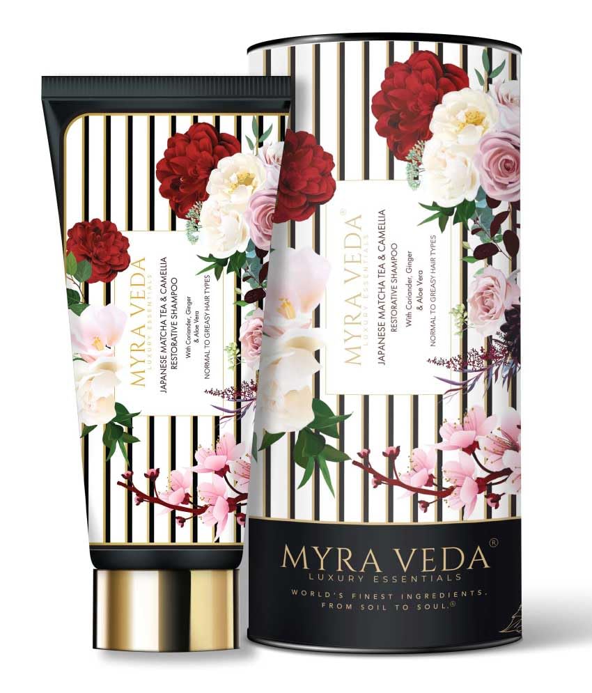 Myra Veda Matcha Green Tea Shampoo for Damaged Hair - Natural Hair Repair & Growth Treatment with Moisturizing Formula | Strengthens, Reduces Hair Fall & Controls Dandruff | 50ml | Perfect for Dry, Brittle Hair & Scalp Care