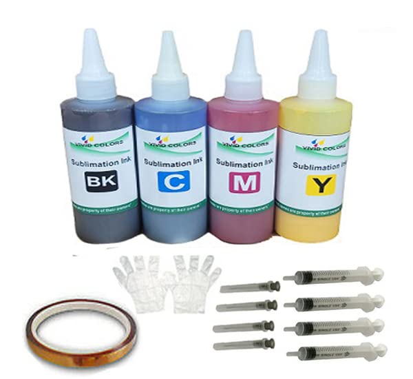 VC 400ML Universal Sublimation Ink for C88 ET2720 ET4700 ET15000 ET2760 ET2750 WF7820 Inkjet Printers - Heat Transfer for Mugs, Plates, T-Shirts & Phone Cases - Perfect for DIY Crafts, Personalized Gifts & Small Business Printing