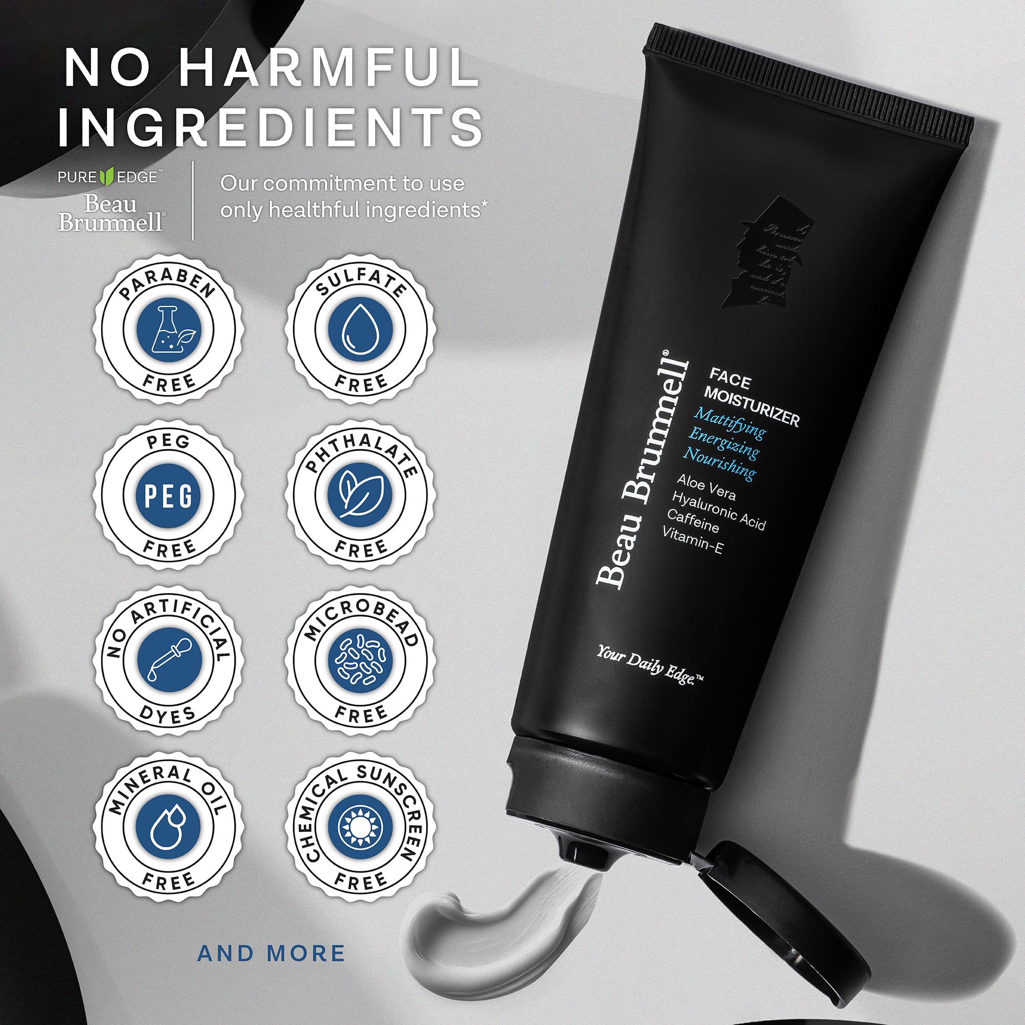 Beau Brummell Men's Facial Moisturizer - Energizing Daily Face Cream for Men with Hydrating Formula - 4 fl. oz. - Perfect for Morning Skincare Routine & Post-Shave Soothing