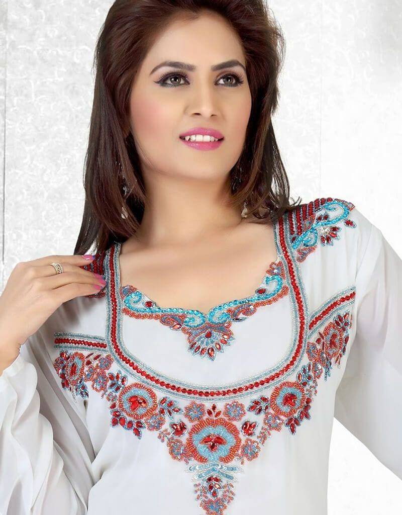 Affordable Stylish Short Kaftan Dress for Women - Breathable White Summer Tunic Top - Perfect for Beach, Vacation & Casual Wear