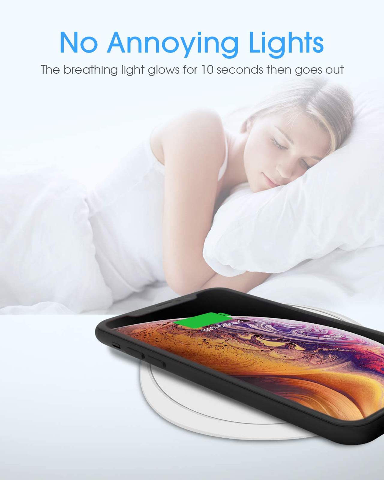 NANAMI 10W Fast Wireless Charging Pad - Qi Certified for iPhone 16/15 Pro Max/14 Plus/13/12/11/SE/XS Max/XR/X/8, Samsung S24 Ultra/S23/S22/S21/S20/S10/S9/Note 20, Pixel 6/5, AirPods Pro/3 - Perfect for Home, Office & Travel Charging