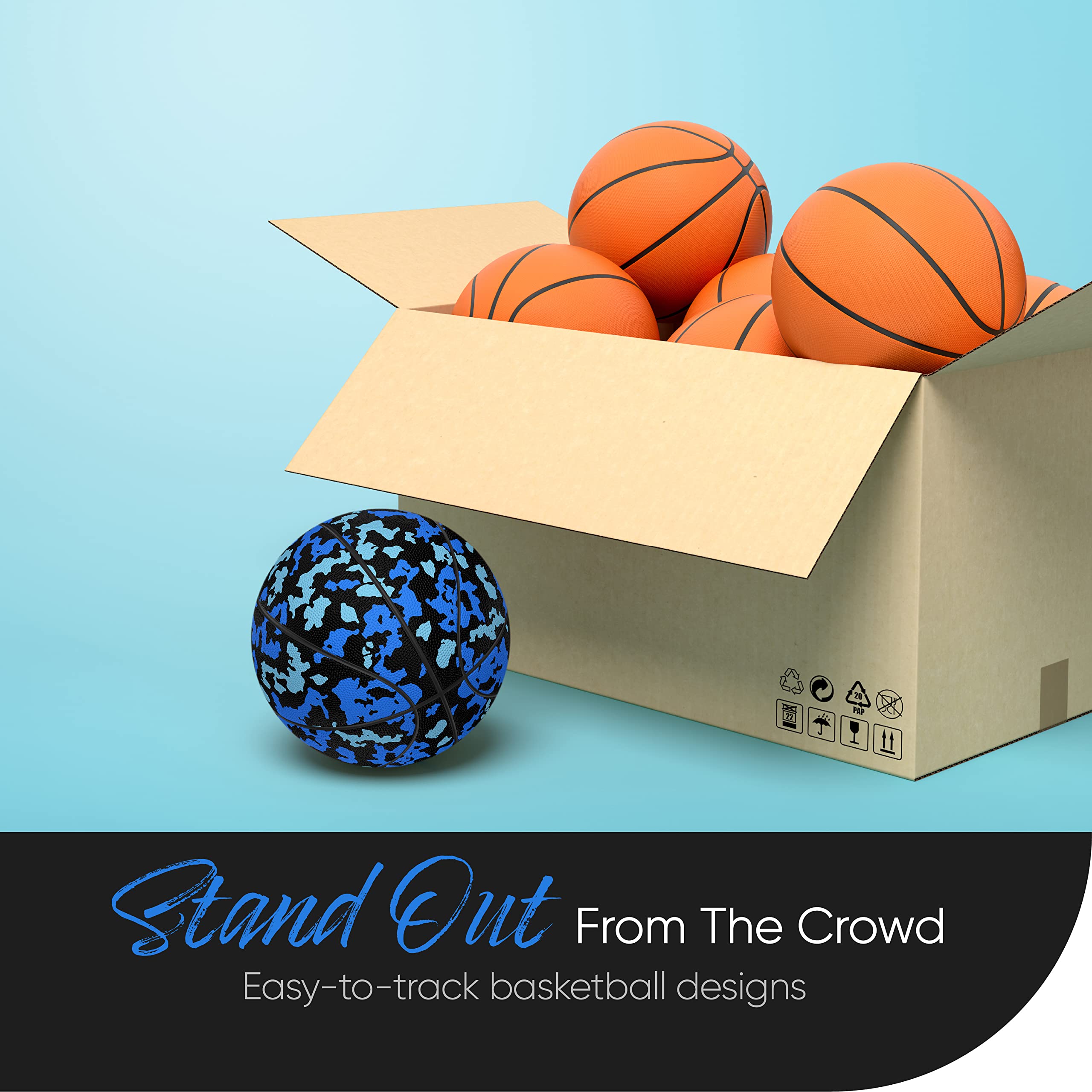 Millenti Street Basketball - Size 5/6/7 for Kids, Youth & Adults | Indoor & Outdoor Basketball for Park, Gym & Backyard Play | Durable Rubber Basketball for Training & Games