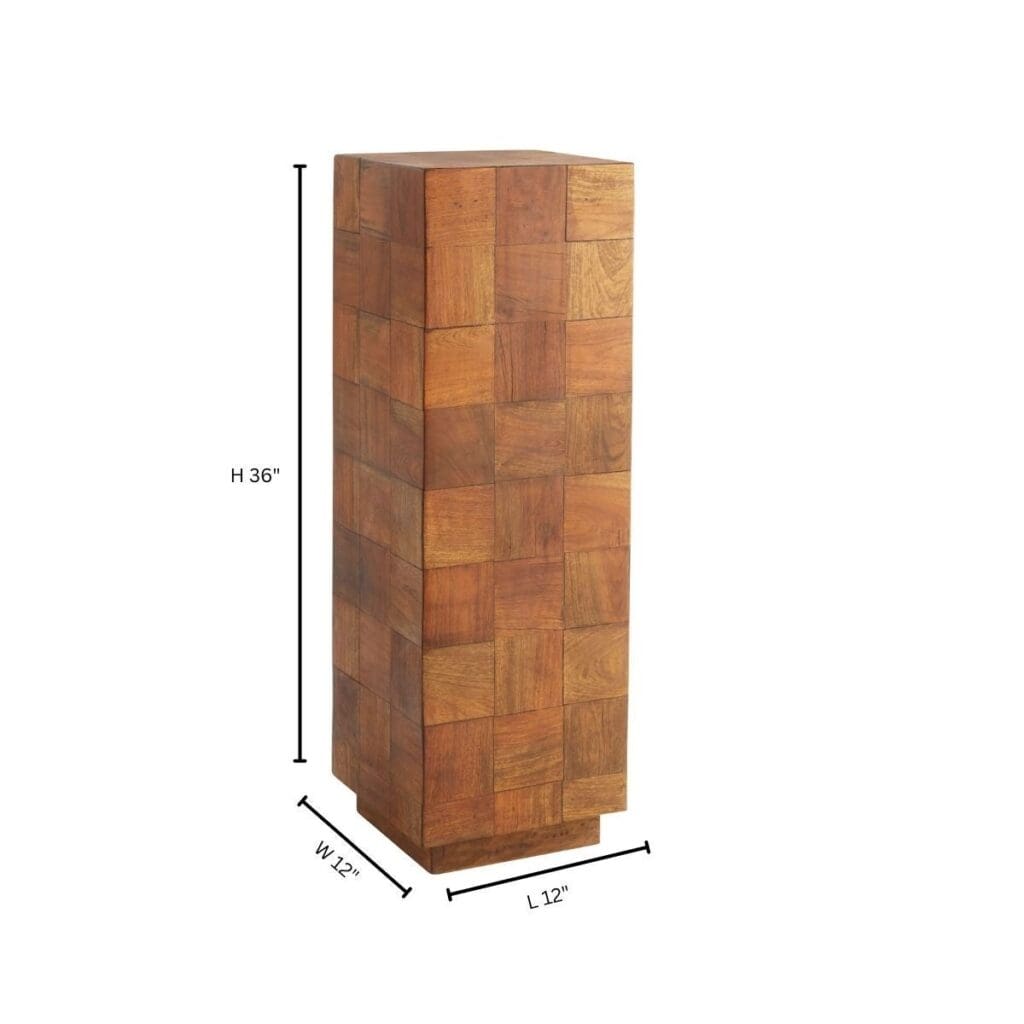 Cyan Design 11607 Halma Pedestal - Medium Oak Wood Stand for Home Decor, Living Room, Bedroom & Office Display