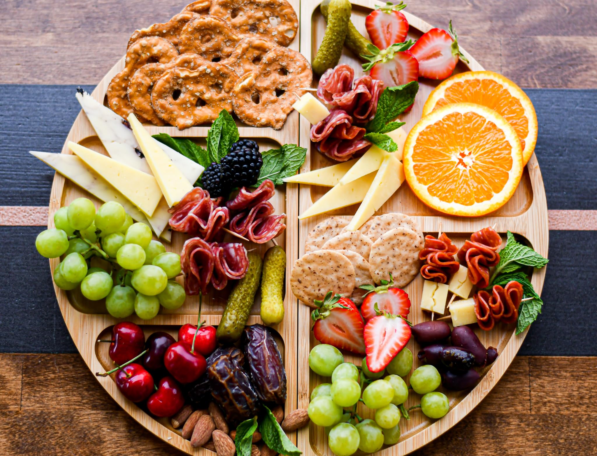 Modern 3-Piece Magnetic Charcuterie Board Set - Bamboo Cheese Board & Serving Tray for Charcuterie, Cheese, Fruits | Perfect Gift for Housewarming, Weddings, St. Patrick's Day | Elegant Serving Ware for Parties, Entertaining & Home Decor