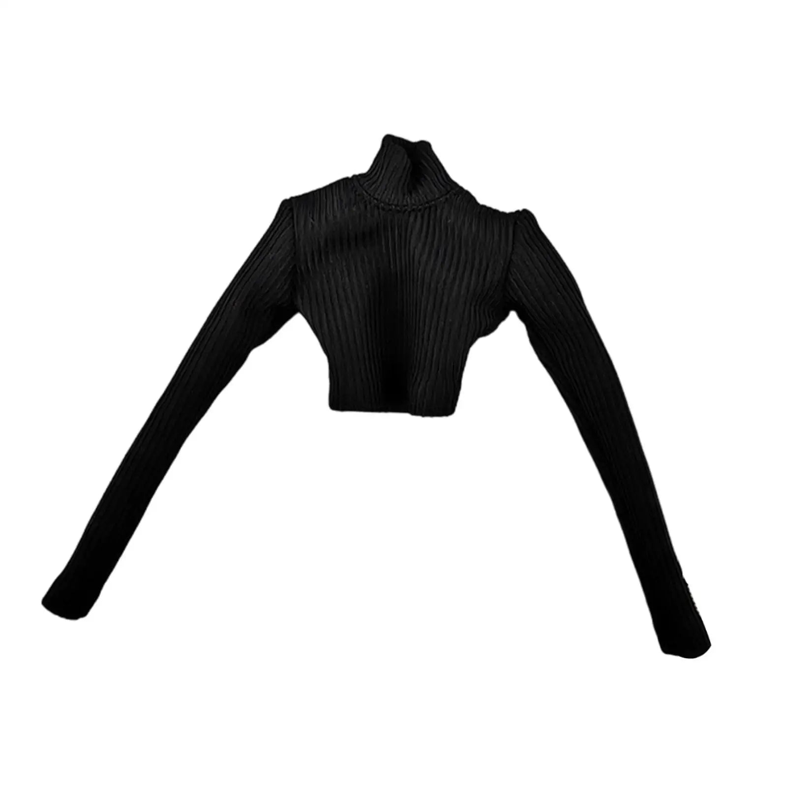 1:6 Scale Women's Crop Tops Turtleneck Thin Sweater Outfit for 12