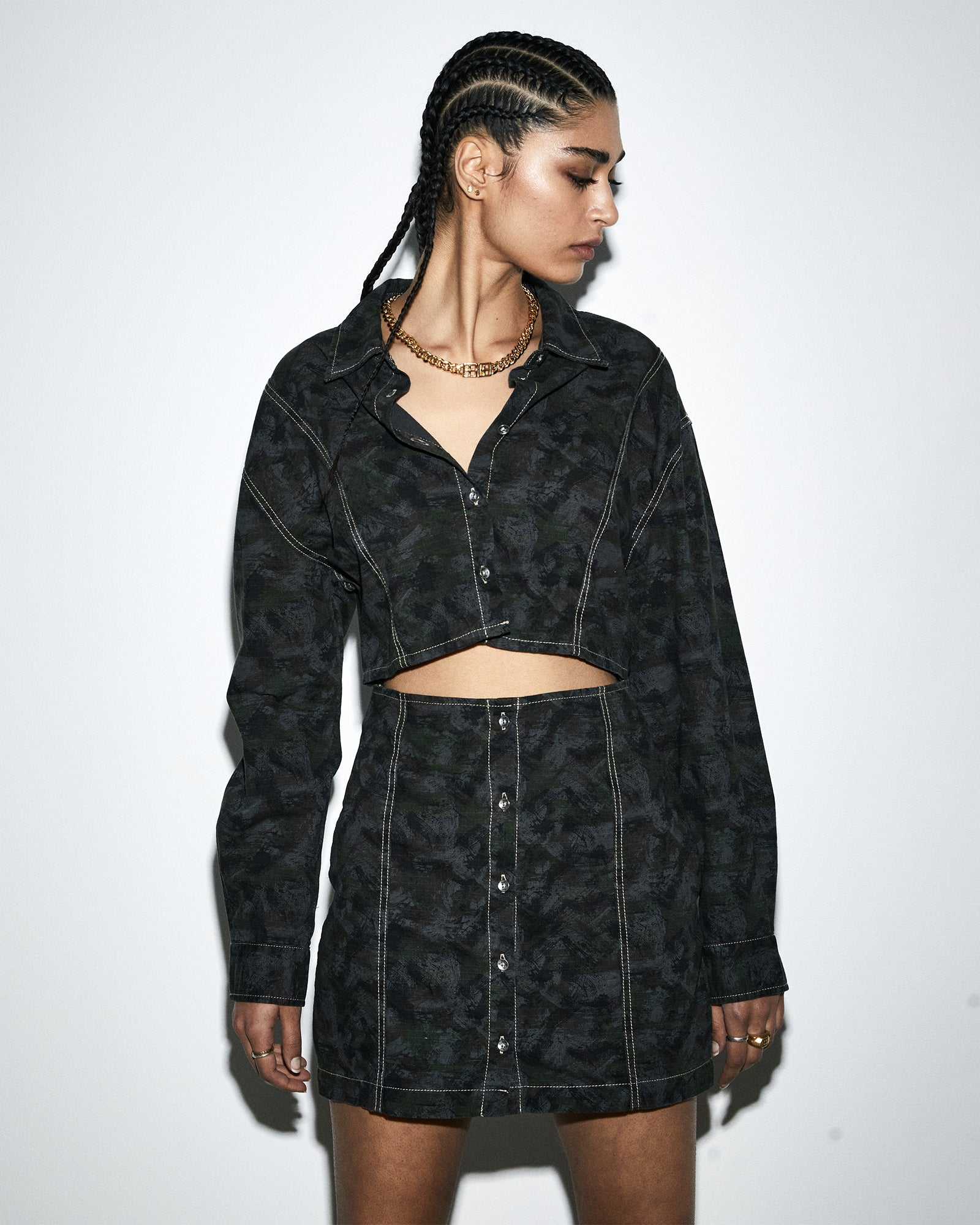 Women's Stylish Cutout Camo Shirt Dress - Trendy Casual & Streetwear Outfit for Everyday Wear, Date Night, and Weekend Outings
