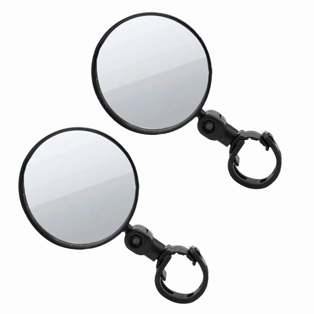 2 Pack Adjustable 360° Rotatable Bicycle Rearview Mirrors - Universal Handlebar Bike Mirror for Road & Mountain Cycling - Safe Riding Accessories for Commuting, Touring and Outdoor Adventures (Black)