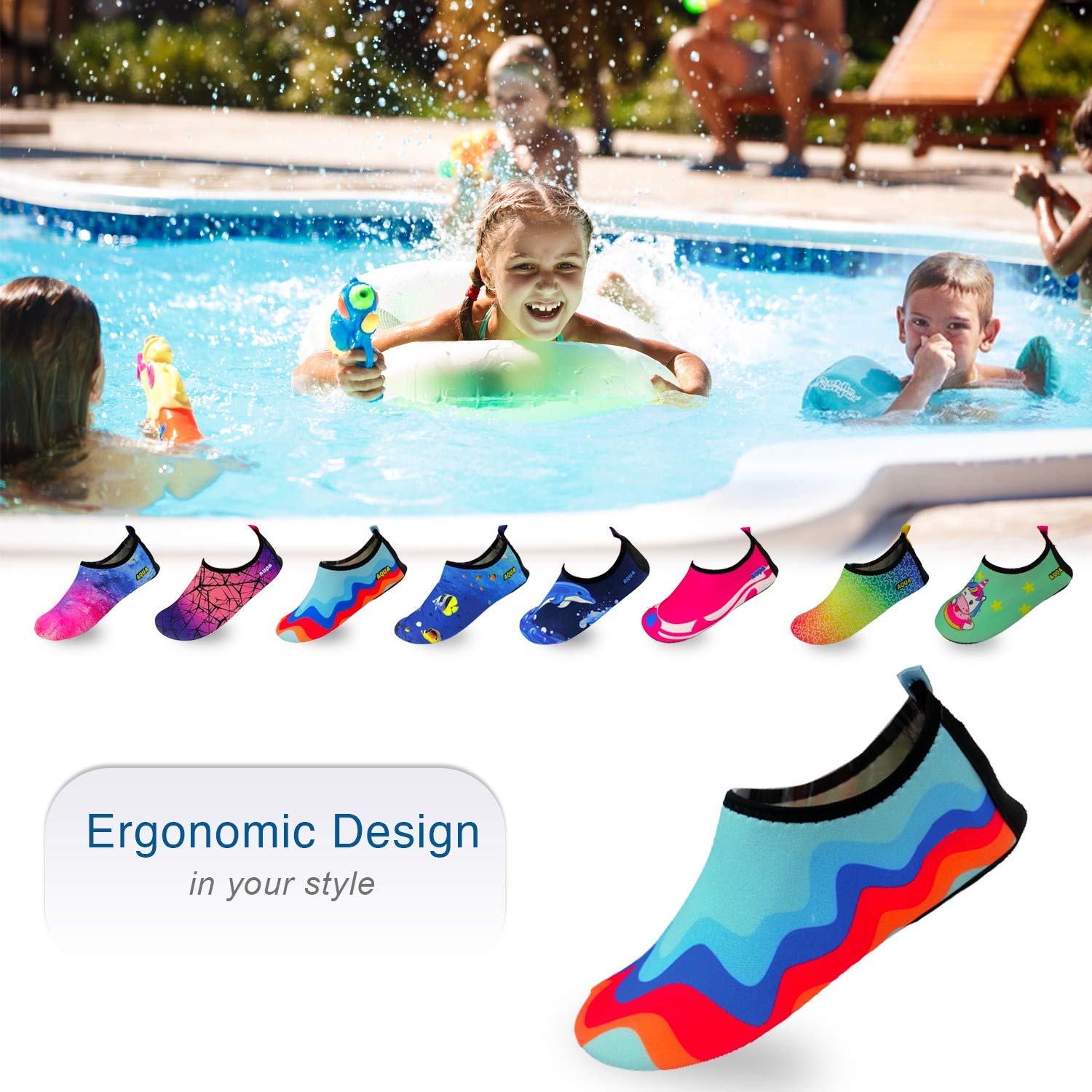 Quick-Dry Non-Slip Lightweight Water Shoes for Swimming, Beach, Pool & Outdoor Activities – Comfortable Aqua Socks for Boys, Girls, Babies & Toddlers – Perfect for Summer, Water Sports & Family Vacations