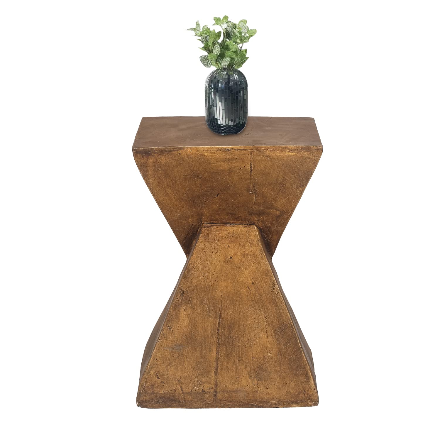 Homebeez Lightweight Concrete Accent End Table - Modern Hourglass Design Outdoor Side Table for Living Room, Backyard & Patio - 18.11 Inch Height in Natural Finish - Perfect for Coffee Table, Garden Decor & Small Space Furniture