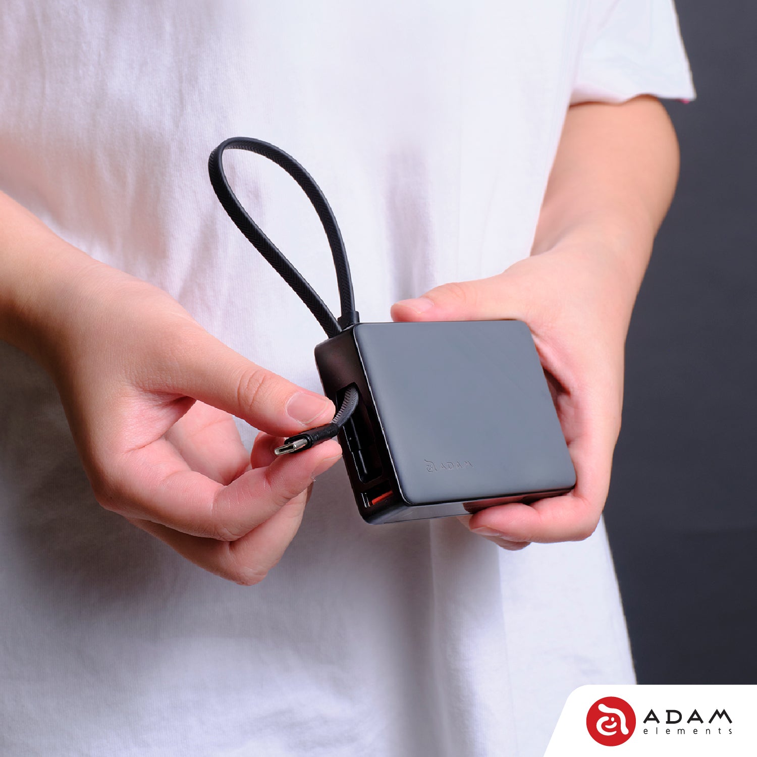 ADAM elements GRAVITY 30W Fast Charging Power Bank with Built-in Cable | Portable Charger for iPhone, Android, Tablets | Perfect for Travel, Camping, Emergency Power Backup
