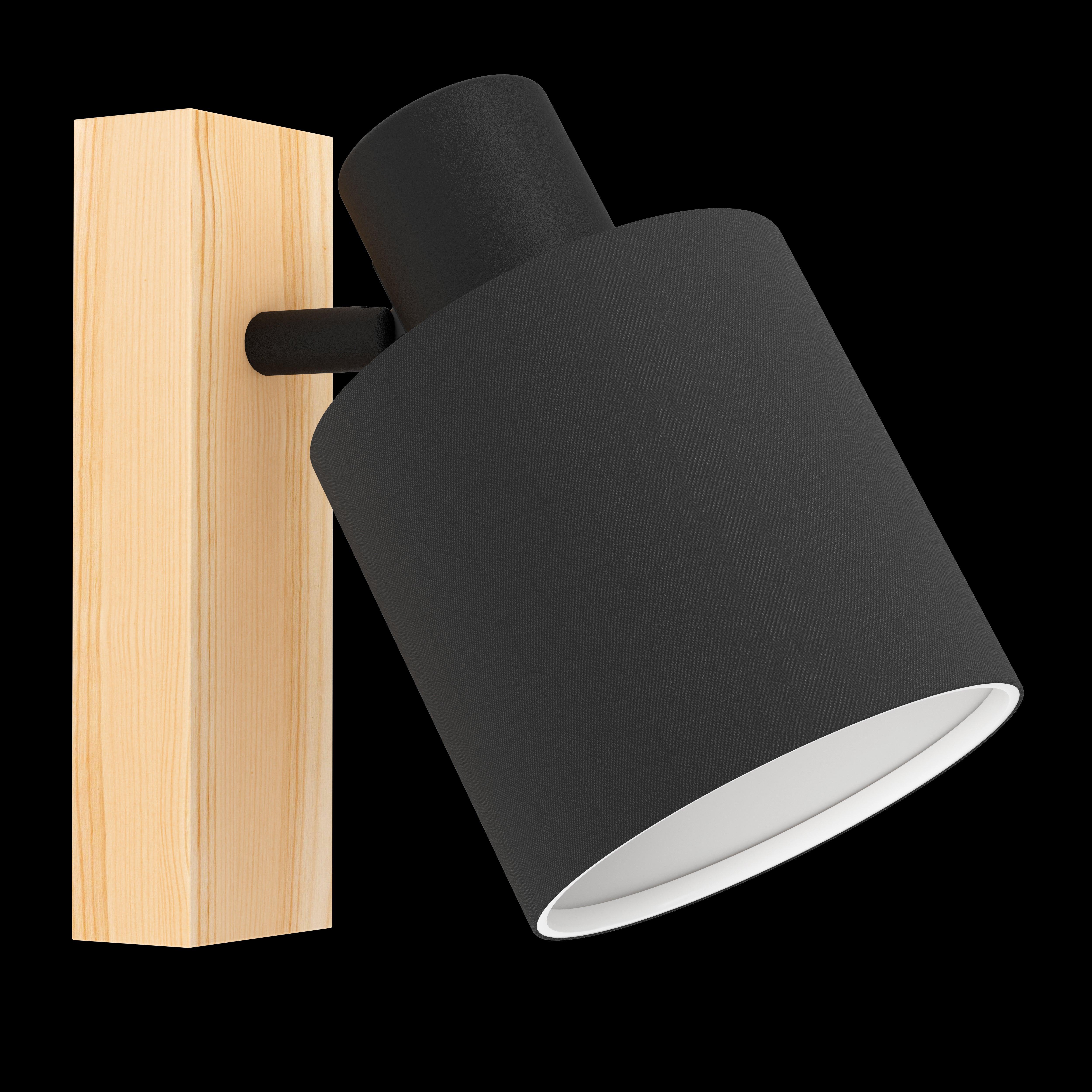 Eglo Batallas Modern Wood & Black Wall Spotlight - Adjustable Indoor/Outdoor Lighting for Living Room, Bedroom, or Patio
