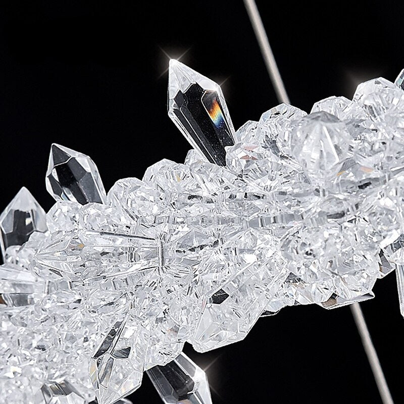 Crystal Ring Chandelier - Elegant Modern Ceiling Light Fixture for Dining Room, Living Room & Bedroom Decor