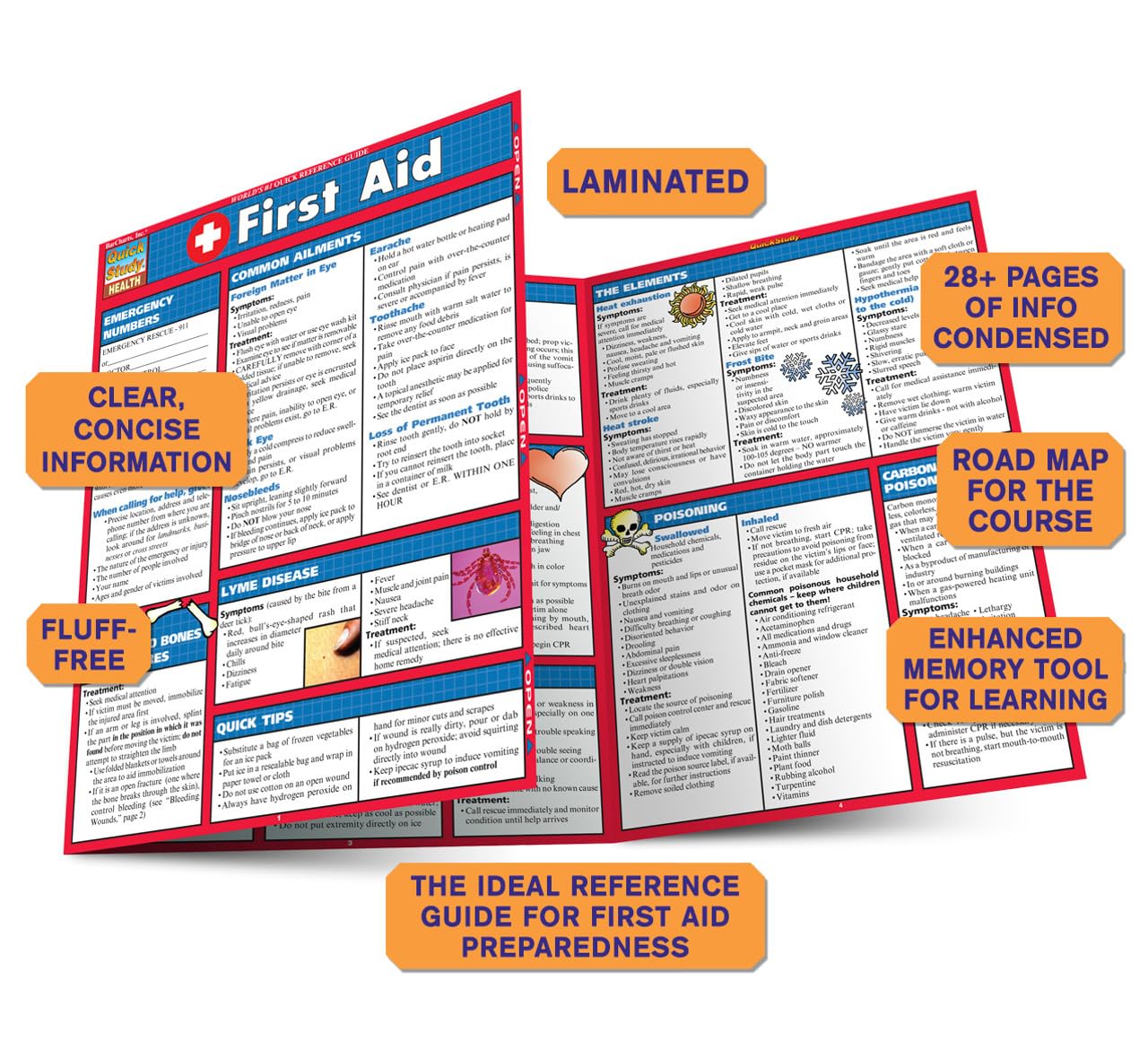 First Aid QuickStudy Laminated Reference Guide - First Aid & CPR Essentials for Emergencies | Waterproof & Durable First Aid Chart | Perfect for Home, School, Workplace & Outdoor Safety Kits