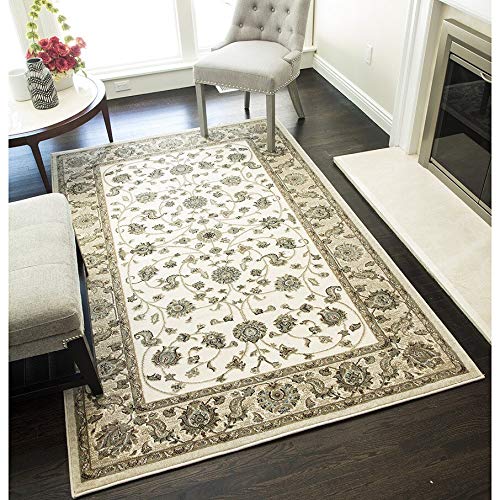 Rugs America RV100C 5' x 8' Ivory Blue Area Rug - Soft Living Room Carpet for Bedroom, Dining Room & Home Decor