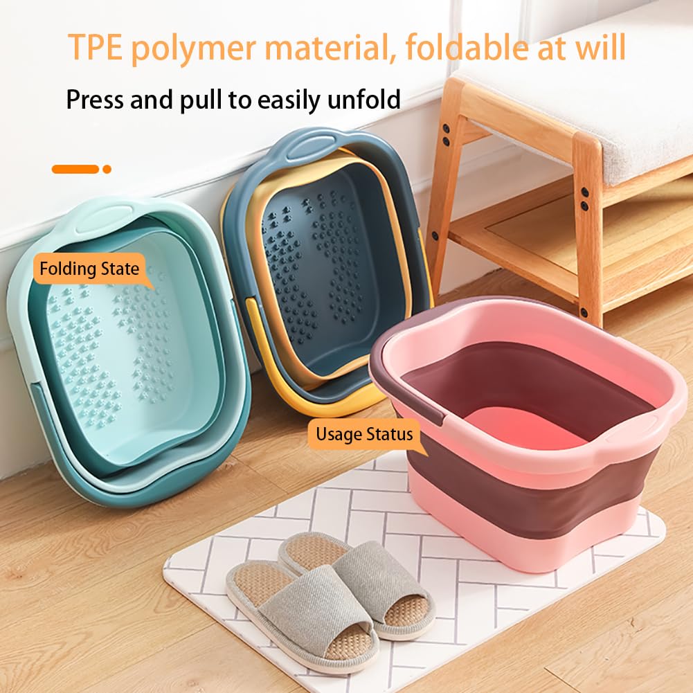 Portable Collapsible Foot Soaking Tub with Handle - Deep Foot Spa Massage Basin for Relaxation, Pedicure & Acupressure Therapy - Foldable Plastic Foot Bath Bucket for Home Use, Travel & Gift (White) - Perfect for Stress Relief, Foot Care & Spa Night Self-Care Routine