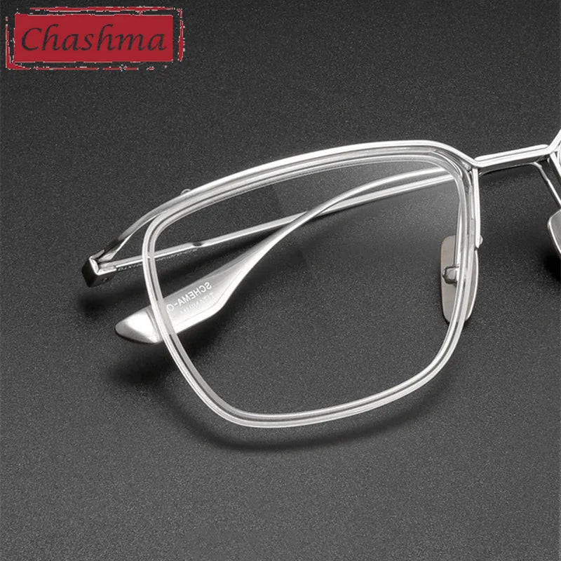 Unisex Full Rim Square Titanium Acetate Eyeglasses 84106 - Lightweight & Durable Frame for Men & Women - Perfect for Office, Reading & Fashion Accessories