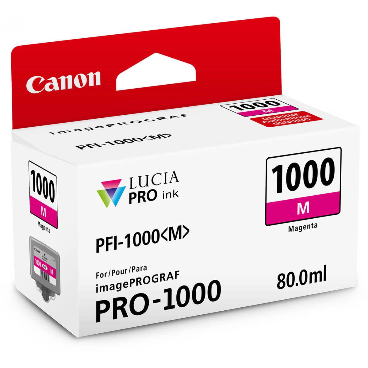 Canon PFI-1000M Magenta Lucia PRO Ink Cartridge 2-Pack for imagePROGRAF PRO-1000 Printer - High-Quality Photo Printing for Professional Photographers & Artists
