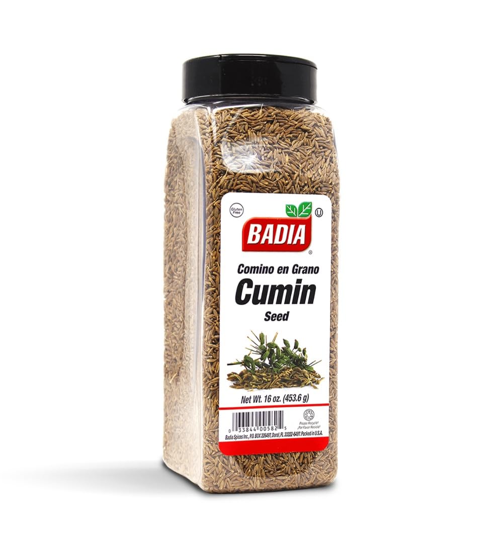 Badia Cumin Seeds 16 oz - Whole Cumin Seeds for Cooking, Spice Blends & Seasonings | Aromatic Flavor for Mexican, Indian & Middle Eastern Cuisine | Perfect for Tacos, Curries & Hummus
