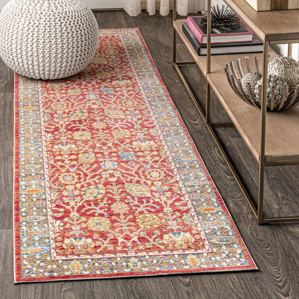 Handmade India Flower and Vine Area Rug - Bohemian Chic Design for Living Room, Bedroom, or Dorm Decor