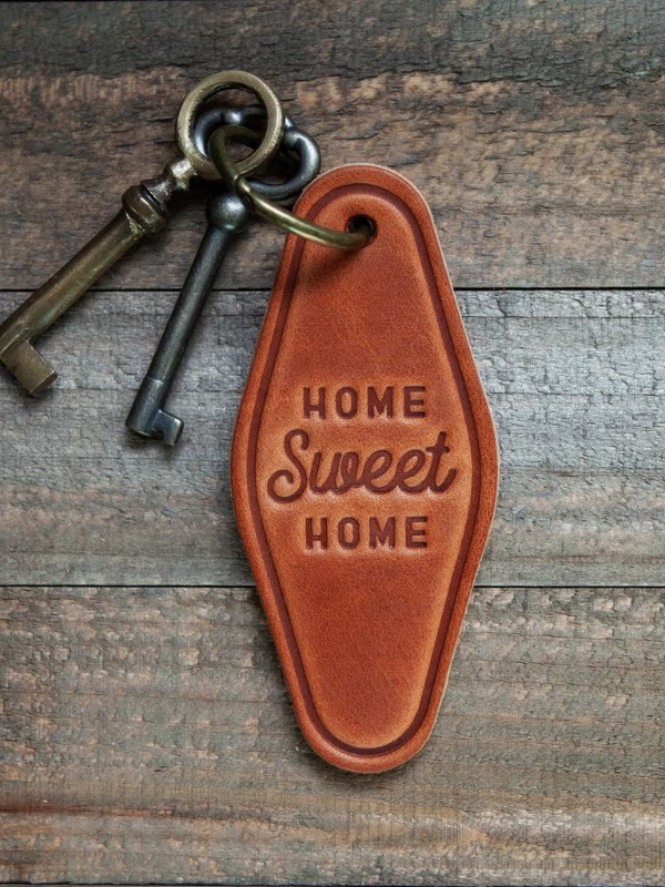 Home Sweet Home Leather Keychain - Personalized Gift for Housewarming, New Home, or Family - Durable & Stylish Key Ring for Everyday Use