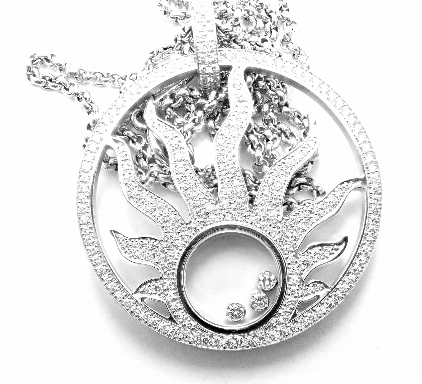 Authentic Chopard Happy Diamond Sun 18K White Gold Pendant Necklace for Women - Luxury Diamond Jewelry Gift for Anniversary, Birthday & Special Occasions