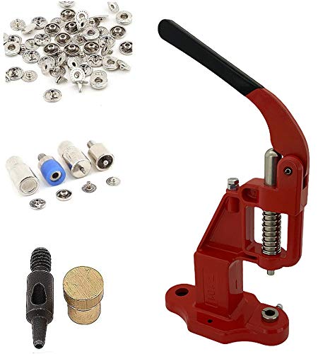 720 Sets 4-Piece 15mm Silver Snap Buttons Kit with Manual Press Machine, Dies & Hole Punch Tool for DIY Clothing, Leather Crafts & Bag Making