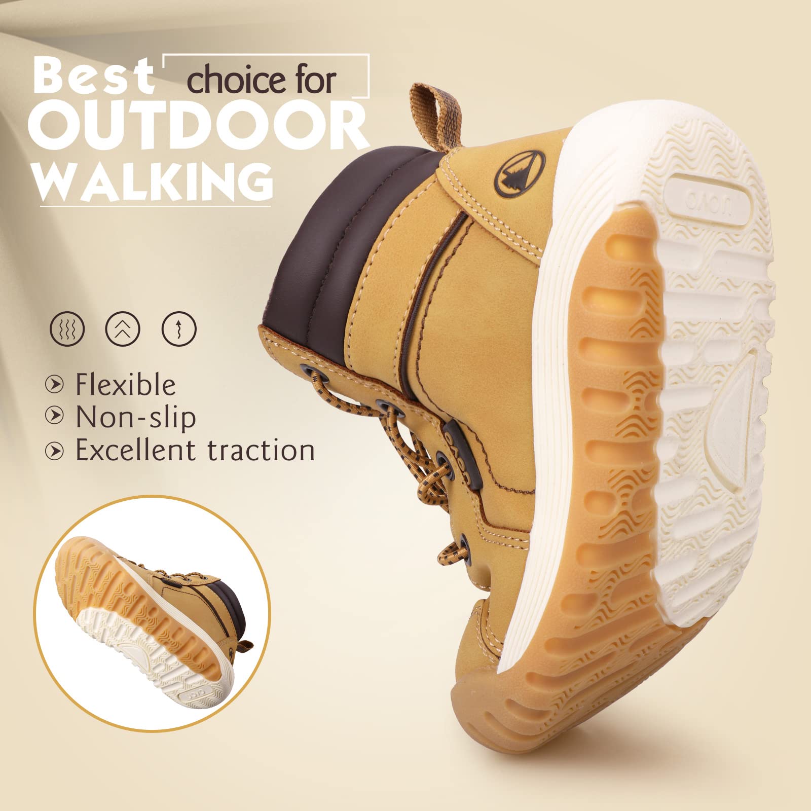 **Waterproof Winter Snow Boots for Boys - Slip Resistant Fur Lined Ankle Boots for Toddler, Little & Big Kids - Outdoor Sports & Walking Shoes for Cold Weather Play**