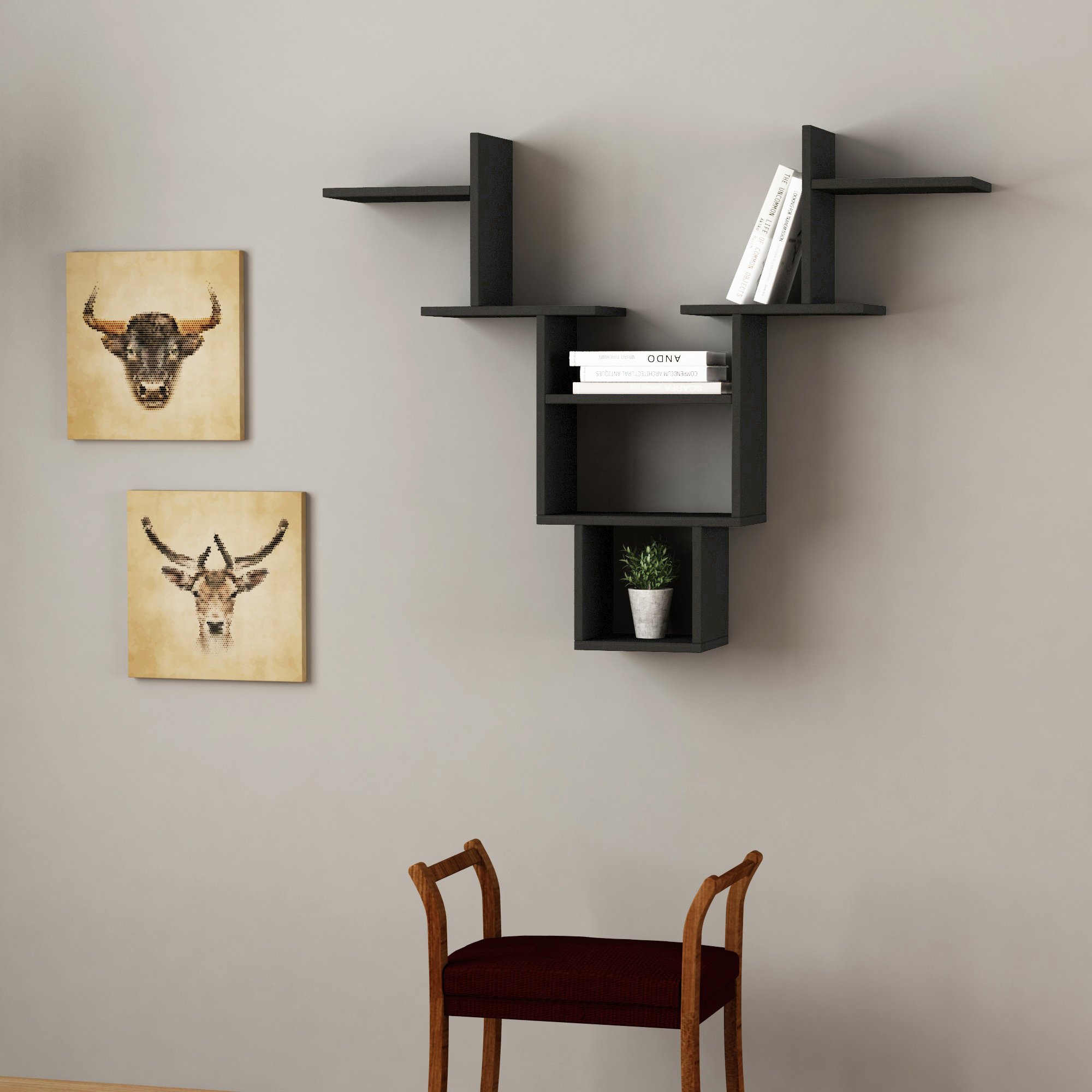 Modern Anthracite Floating Wall Shelf 38.98