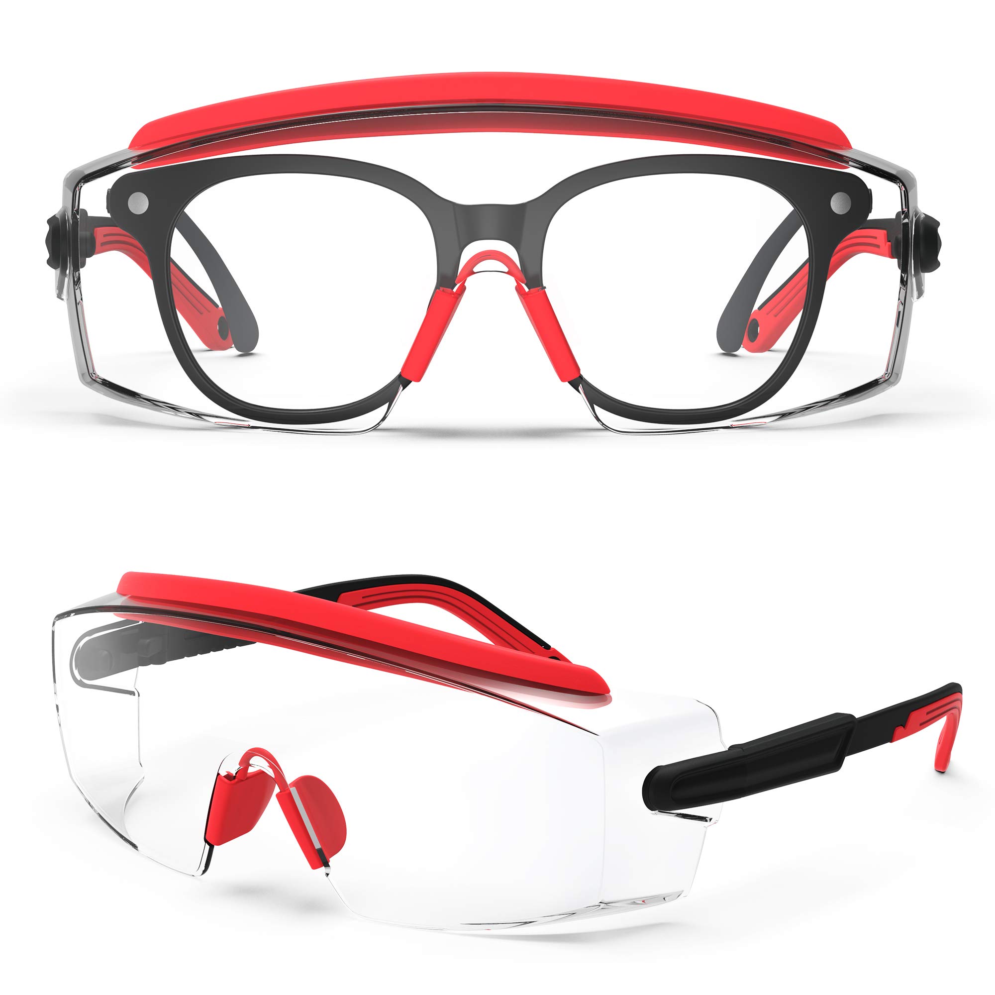 Anti Fog Safety Glasses - Protective Goggles Over Prescription Glasses with Scratch Resistant Lenses & Adjustable Fit - Ideal for Construction, Lab Work, and DIY Projects