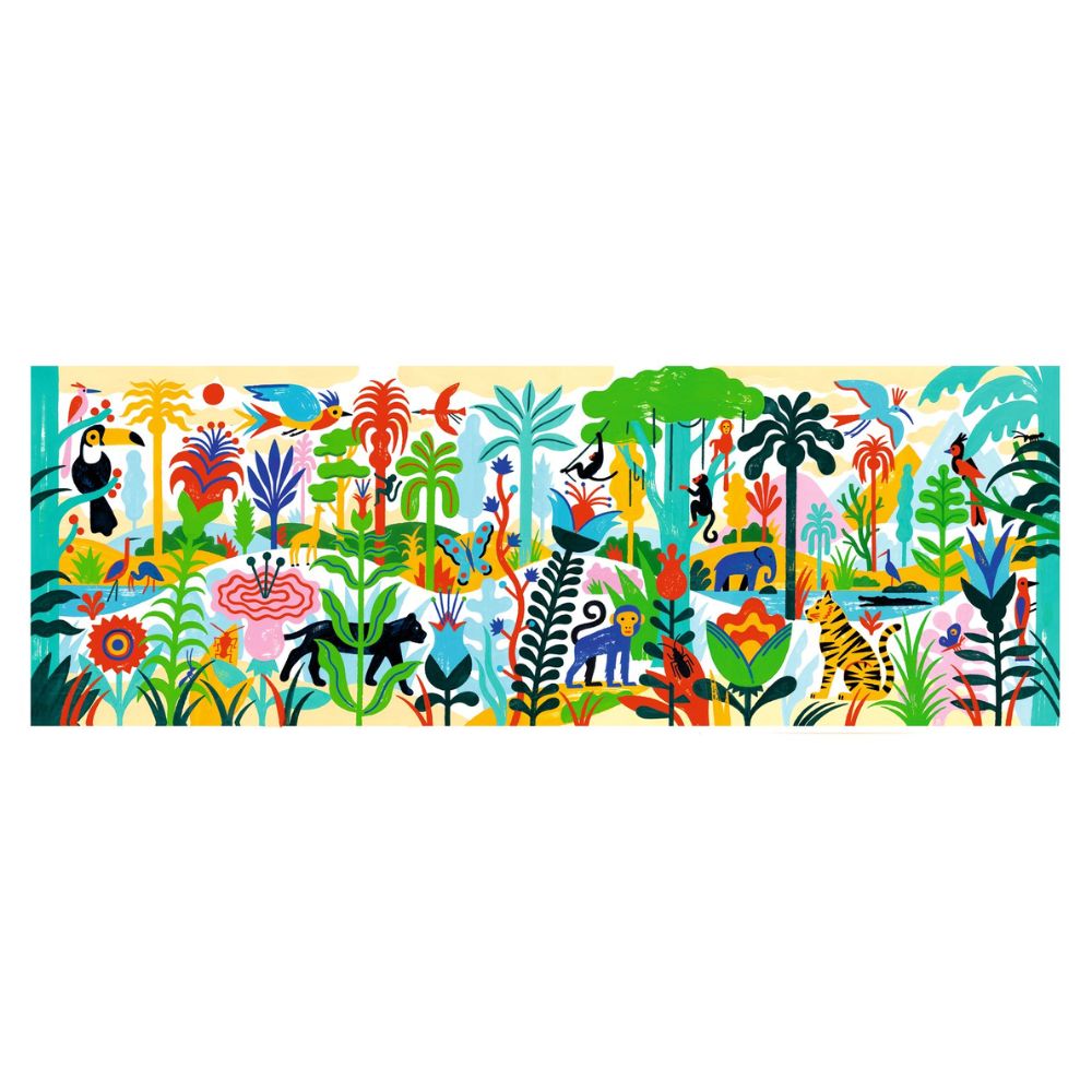 Djeco Gallery Jungle 100-Piece Puzzle for Kids - Educational & Fun Animal Puzzle for Family Game Night & Classroom Activities