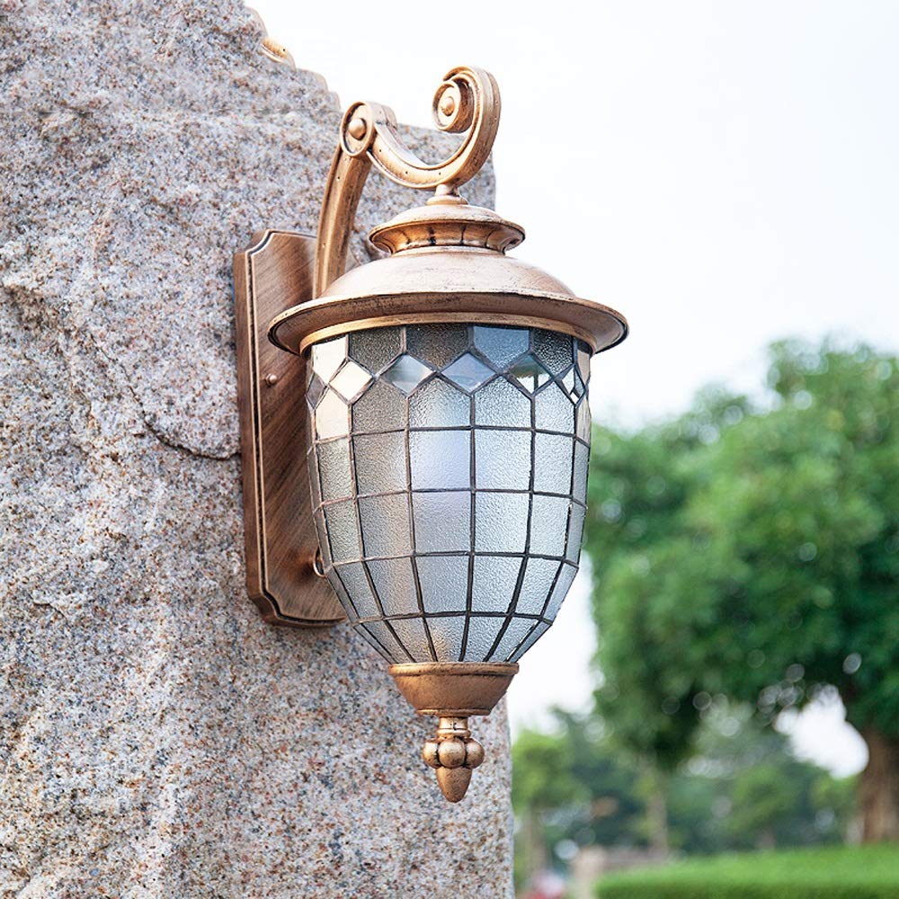 YXLMAONY European Style Outdoor Wall Lamp - Waterproof LED Light Fixture for Garden, Balcony, Villa & Corridor - Retro Black Brass Die-Cast Aluminum Wall Light - Perfect for Patio, Porch & Exterior Home Decor