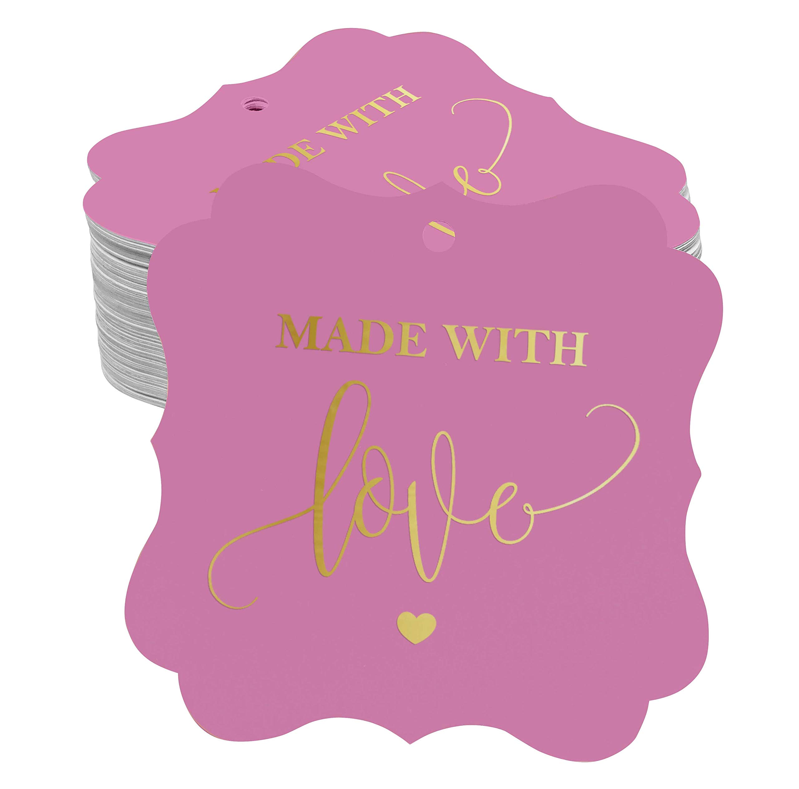50pcs Real Gold Foil Bracket-Shaped Hang Tags - Elegant Wedding Favor Tags for Bridal Shower, Baby Shower & Party Decorations