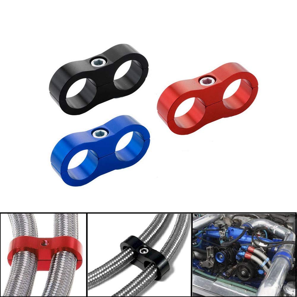 AN8 Billet Aluminum Hose Separator Clamp - 4PCS Black for Fuel & Water Lines